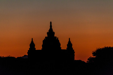 Silhouette of a temple in Bagan, Myanmar