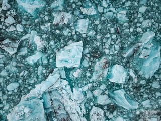Spectacular glacial lagoon in Iceland with floating icebergs