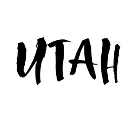 Utah. American state. Brush lettering. Modern ink calligraphy. Hand drawn vector illustration. element for flyers, banner, postcards and posters