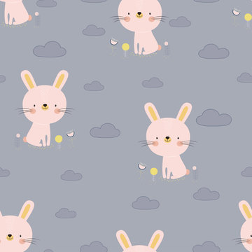 pattern with cartoon bunny