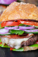 hausgemachte Hamburger mit Pommes frites