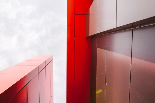 Fototapeta Architecture modern finance  building with geometric line. Concept of successful building.