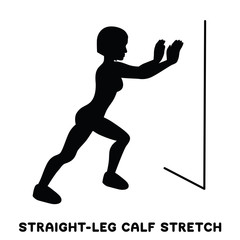 Straight leg calf stretch. Sport exersice. Silhouettes of woman doing exercise. Workout, training.