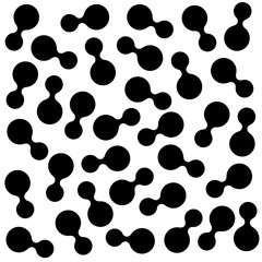 Black Seamless Pattern abstract texture with dashes or ink blobs