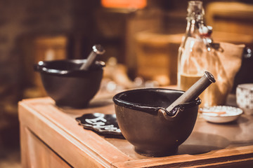 Pilon et mortier, matériel de cuisine