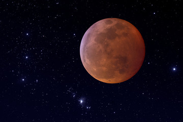 Obraz na płótnie Canvas Super Blood Wolf Total Lunar Eclipse Composite