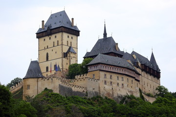 Karlstejn Castle is a large Gothic castle founded 1348 CE by Charles IV, Holy Roman Emperor-elect and King of Bohemia.