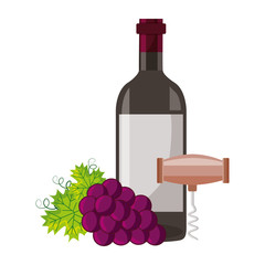 wine bottle corkscrew grapes