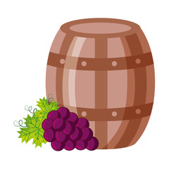 wooden barrel bunch fresh grapes