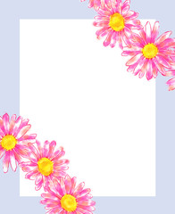Neon Daisy Wreath Template. Floral Design in Trendy Spring/Summer 2019 Neon Colors.