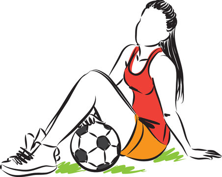 teenager girl soccer player vector illustration