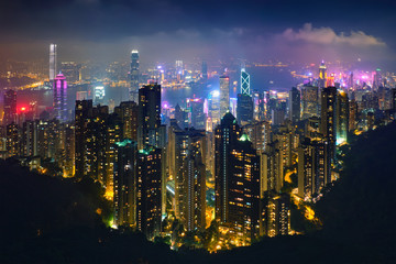 Fototapeta premium Hong Kong skyscrapers skyline cityscape view