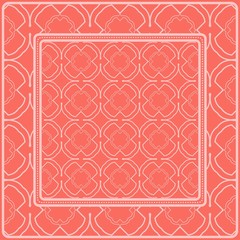 Design Of A Scarf With A Geometric Pattern . For Tablecloth, Fabric, Covers, Scrapbooking, Bandana, Pareo, Shawl. Vector Illustration. Rose color