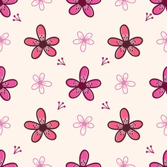 Vector illustration of seamless pattern with abstract flowers - Vector