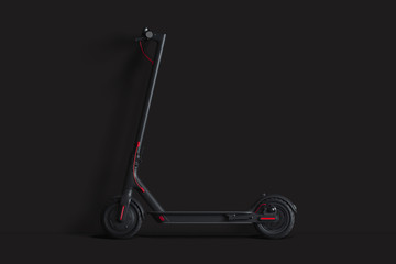 Electric scooter isolated on black background. eco transport. 3d rendering