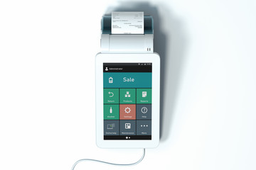 POS payment terminal. NFC payments concept. 3d rendering.