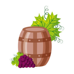 wine barrel and grapes