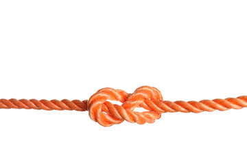 Color rope with knot on white background