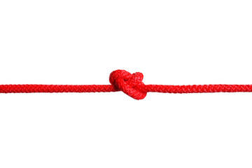 Color rope with knot on white background