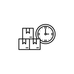 factory, boxes, clock icon. Element of production icon for mobile concept and web apps. Thin line factory, boxes, clock icon can be used for web and mobile