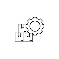factory, boxes, gear icon. Element of production icon for mobile concept and web apps. Thin line factory, boxes, gear icon can be used for web and mobile