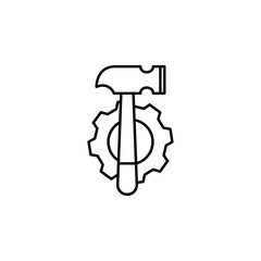 factory, hammer, gear icon. Element of production icon for mobile concept and web apps. Thin line factory, hammer, gear icon can be used for web and mobile