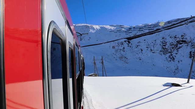 Train ride to the gornergrat with view view on zermatt and matterhorn