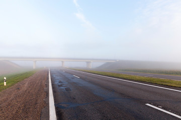 Road plan bridge fog