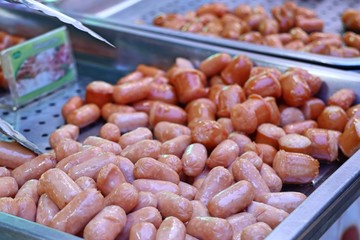 Fried sausage at street food