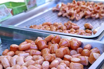 Fried sausage at street food