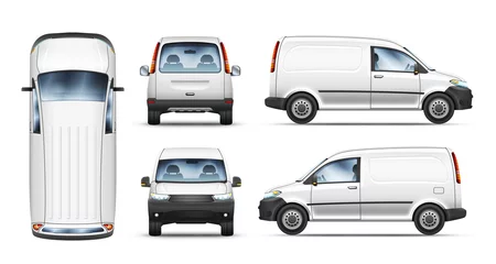 Foto op Plexiglas Set of realistic vector illustrations of mini van from different view. © awesomedwarf