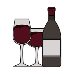 wine bottle and glass cups