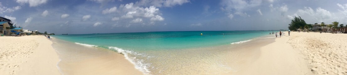 Panoramic of beautiful beach on a sunny day in the Caribbean