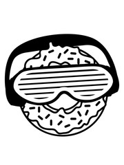 feiern party musik kopfhörer dj sonnenbrille club disko donut essen hunger lecker dick fett diät comic cartoon süßigkeit gebäck ring rund naschen sünde ungesund fressen bäcker clipart