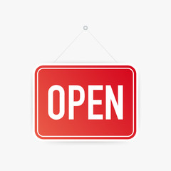 Open only hanging sign on white background. Sign for door. Vector illustration.