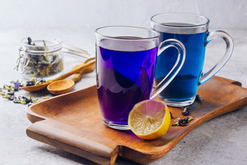 Cup of Butterfly pea tea for healthy drinking