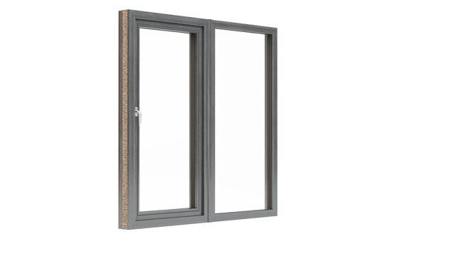 Wooden window on white background