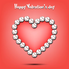 Obraz premium Happy Valentines Day. Heart from baseball balls