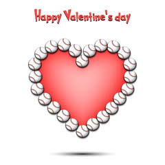 Obraz premium Happy Valentines Day. Heart from baseball balls