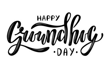 Happy Groundhog Day lettering