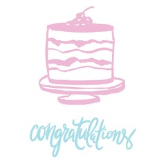 Cake congratulation card. Birthday illustration for you