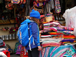 Fototapeta na wymiar Colorful Andean textiles.
