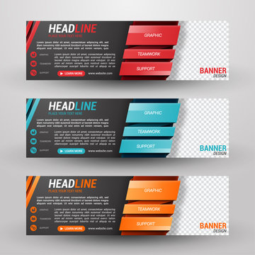 Three banners business with abstract background
