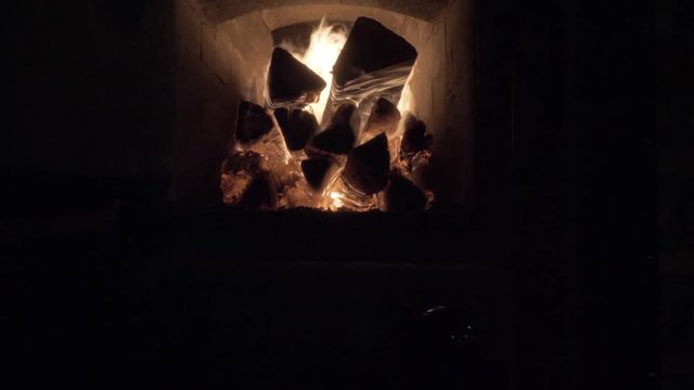 firebox of a wood fired oven