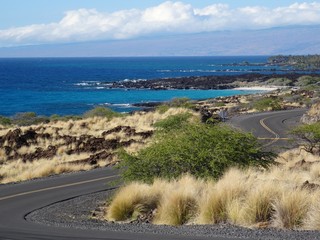 View on the Manini'owali beach and coastline in Big Island, Hawaii