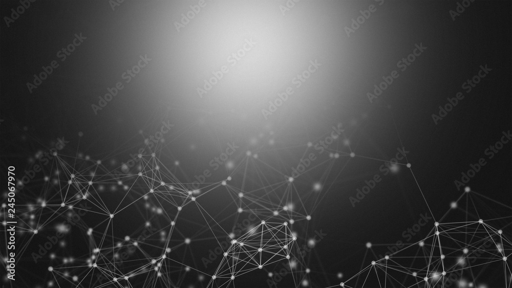 Aufkleber white digital computer data and network connection triangle lines and spheres in futuristic technolo