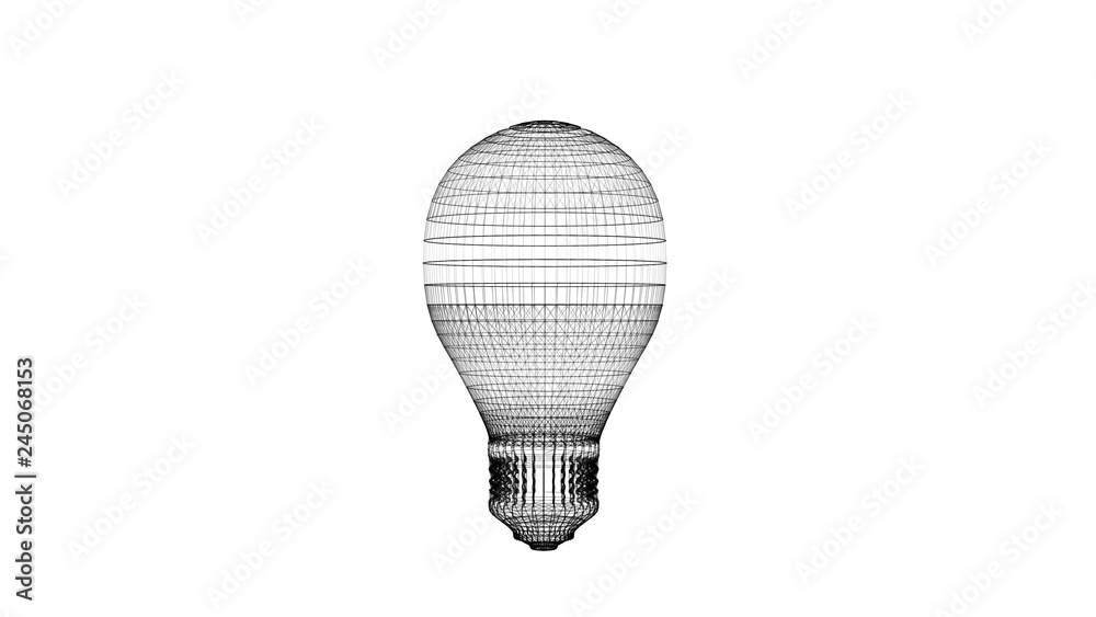 Poster light bulb consisting of points and network connection lines and spheres in energy power isolated on