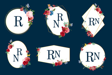 Set of floral frame illustrations