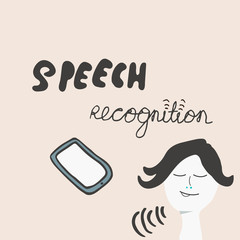 Voice recognition illustration of a smart device.