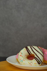 Donut. Sweet food and cup of coffee